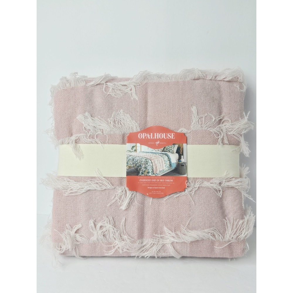 Opalhouse Throw Blush Pink‎ Blanket Woven Fringe end of bed throw NEW oversized